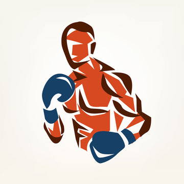 stylized boxer silhouette, boxing symbol