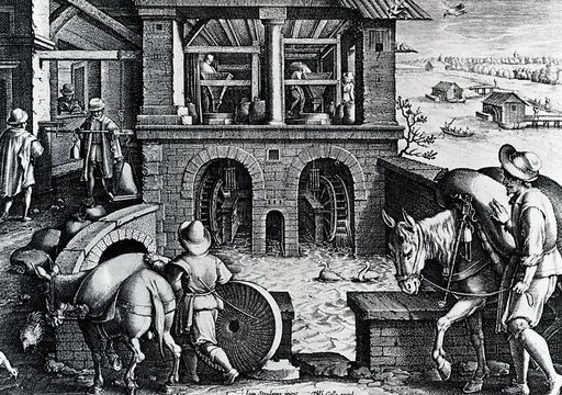 Ordinary watermill and ship mills ca. 1580
