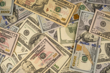 Heap of dollars close-up