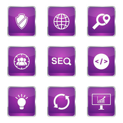 SEO Internet Sign Square Vector Violet Icon Design Set 2