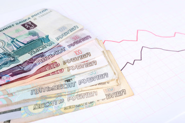 Money on graph document close up