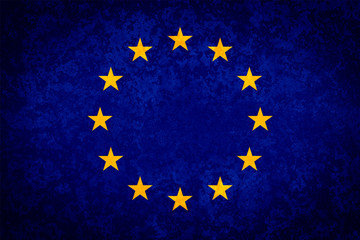 Flag of EU. Grungy textured Europ union flag.