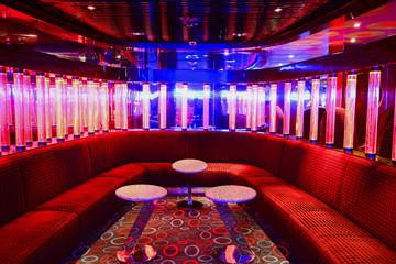 Red VIP club interior with beautifull lighting - obrazy, fototapety, plakaty