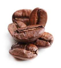 Coffee beans isolated on white