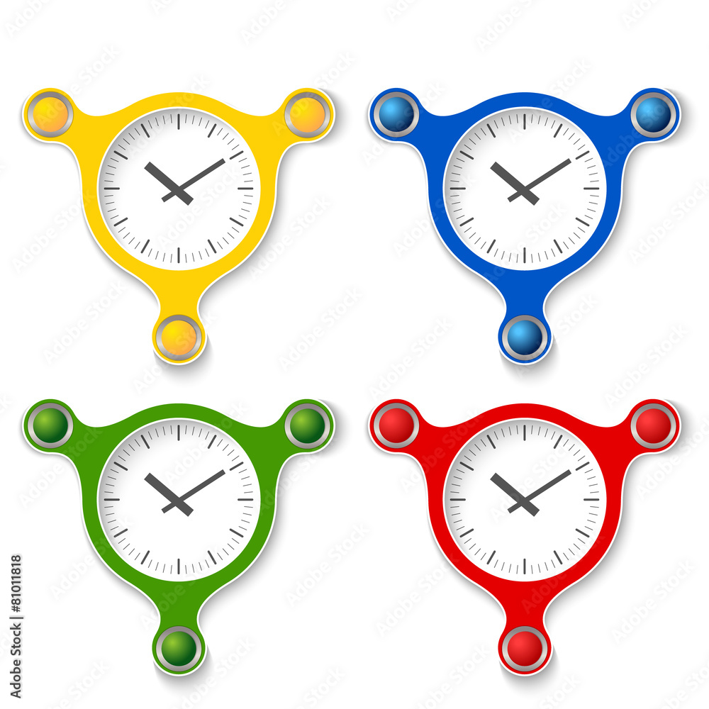 Poster four abstract vector objects and a watches