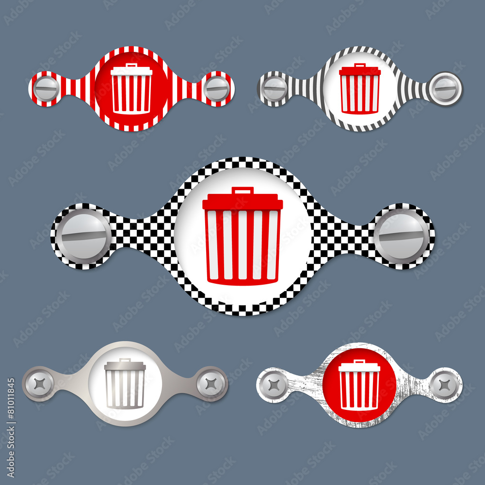 Poster five abstract objects with pattern and with screws