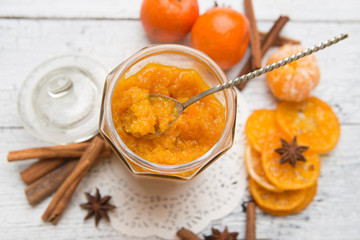 toast bread with jam on vintage wooden table