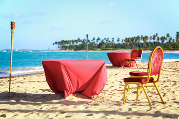 Dinner table on the beach
