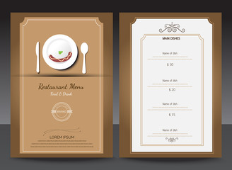 Restaurant or cafe menu vector design template vintage style