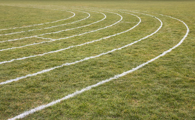 Running Track White line on Grass