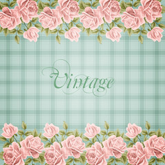Vintage flower card with roses