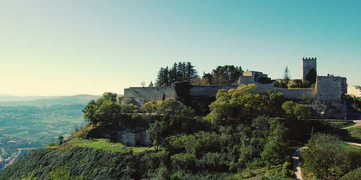 Ruins of Lombardy Castle - vintage effect. Tower & fortification