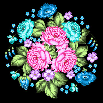 Russian Zhostovo floral ornament