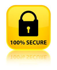 100% secure yellow square button