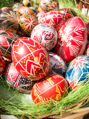 Traditional romanian handcrafted nicely decorated easter eggs
