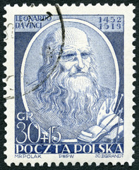 POLAND - 1952: shows Leonardo di ser Piero da Vinci (1452-1519)