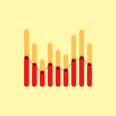 Infographics with red and yellow overlapping bars