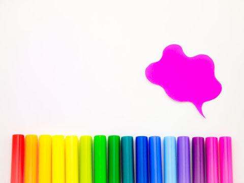 Colorful Balloons and Pens (White Background)