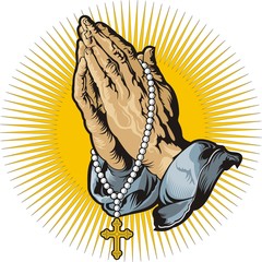 Praying hands with rosary