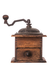 Antique Coffee Grinder Isolated on a white Background