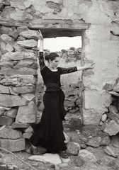 Flameco dancer in a ruined house