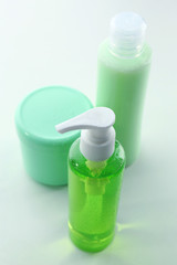 Cosmetic bottles isolated on white