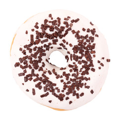 Delicious donut with icing isolated on white