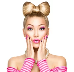  Beauty surprised fashion model girl with funny bow hairstyle © Subbotina Anna