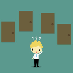 businessman must choose door opportunity