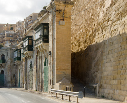 Traditional Maltese architecture in Valletta, Malta