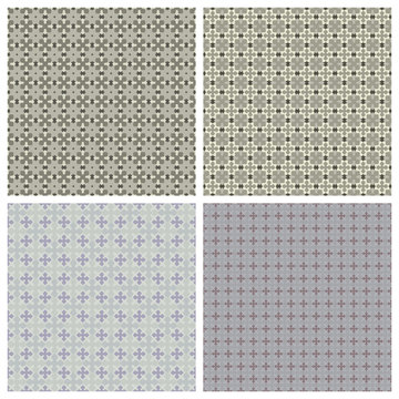 Set of four seamless patterns in shades of gray © galinaalex