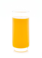 glass of orange juice on white background