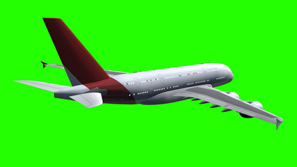 Fototapeta premium Airbus A380 Airplane - air to air - on green screen
