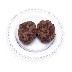 kangaroo meat burgers isolated on a white background.