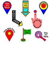Set of colourful You are here icon vectors