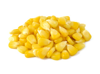 Sweet whole kernel corn on white background