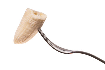 Banane auf einer Gabel