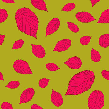 Contrast pink-red and dark yellow colored seamless pattern with