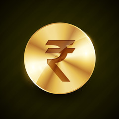 indian ruppe gold coin with shiny effects