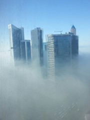 Fog covered Dubai skyline