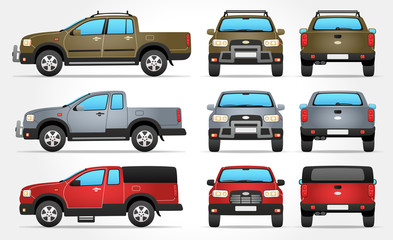Vector Pickup Truck - Side - Front - Rear view © lplusd