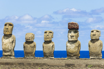 Moais in Ahu Tongariki, Easter island (Chile)