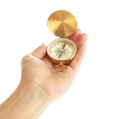 Female hand with compass