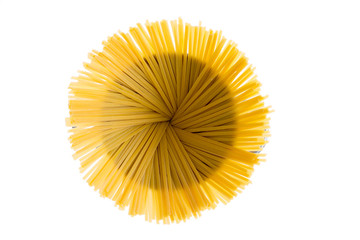 Dried fettuccine arranged in a flower effect