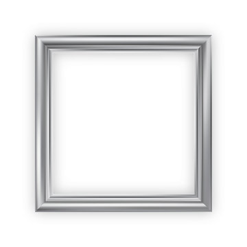 Silver blank picture frame, vector, square