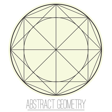 Abstract geometric figure with rhombus, circle, square