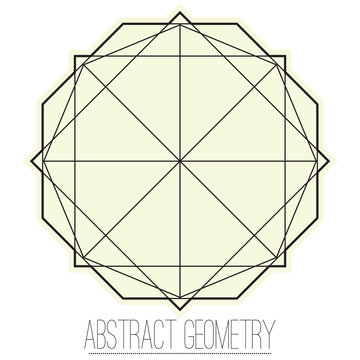 Simple abstract geometric figure with square and polygon
