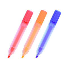 Colored highlighters set isolated on white background