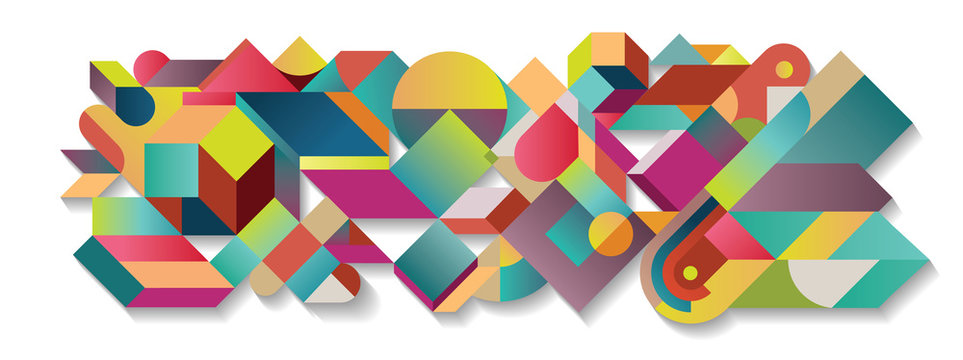 abstract colorful tangram illustration