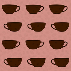Obraz premium Hand drawn Coffee Cups Illustration. Seamless vector pattern. Mo